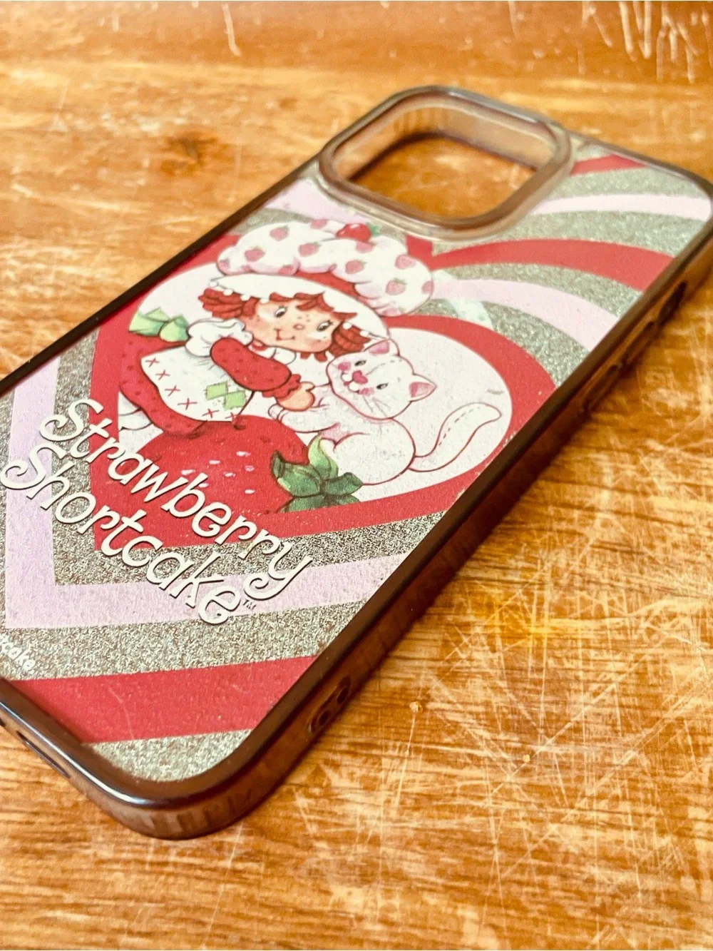 Strawberry Shortcake Glitter Heart iPhone Case Retro Y2K IPhone 16 Pro Max